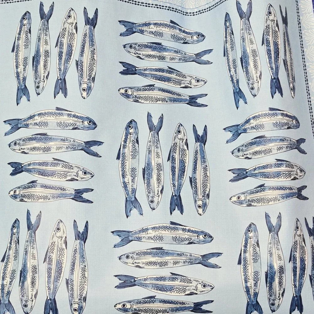 Sardines Sardine Fish Blue Coastal Design Gift Shopping Bag Recycled TJMaxx New!